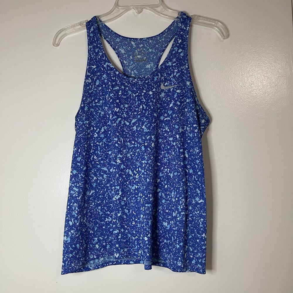 NIKE dri fit blue speckled running scoop neck tank top medium